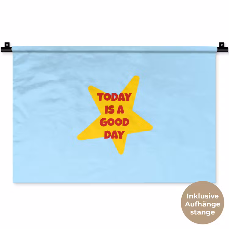 Ster - Today is a good day - Blauw Wandkleed katoen klein -t3d_DE