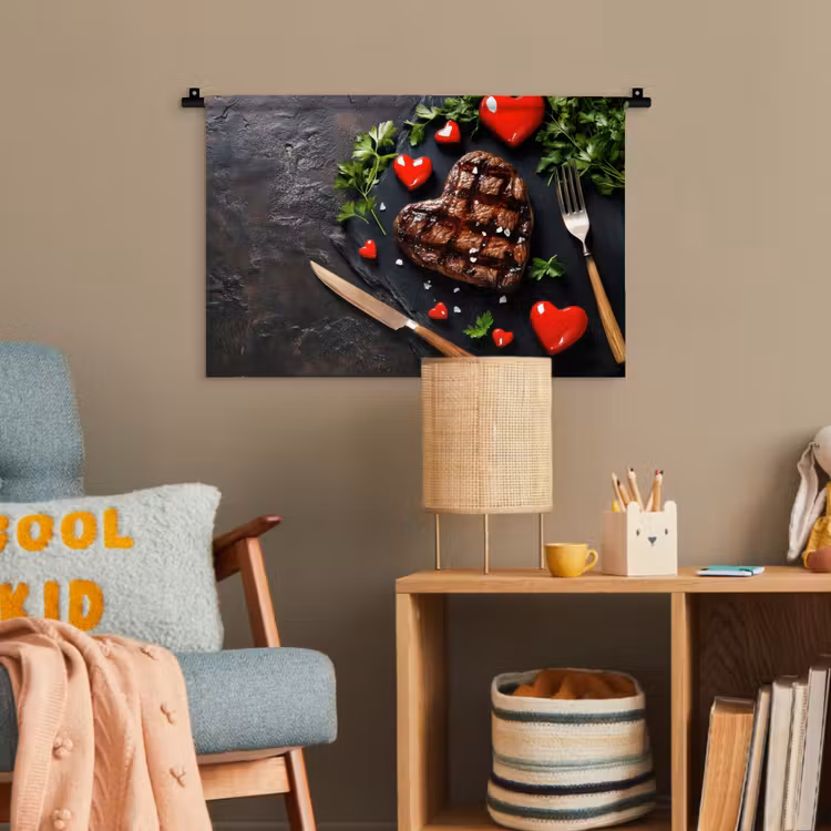 Steak - Hart - Bestek Wandkleed katoen klein -wsfeer4_kind