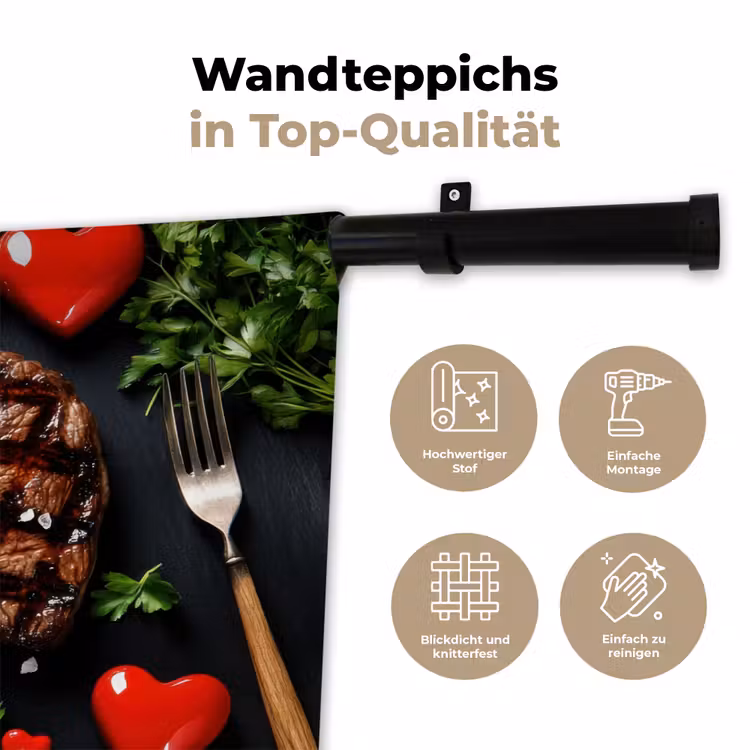 Steak - Hart - Bestek Wandkleed katoen klein -tsfeer2_DE