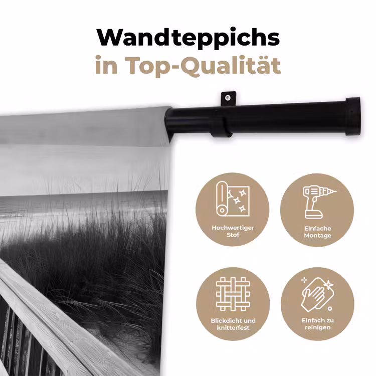 Loopbrug - Hout - Strand - Zee Wandkleed katoen klein -tsfeer2_DE