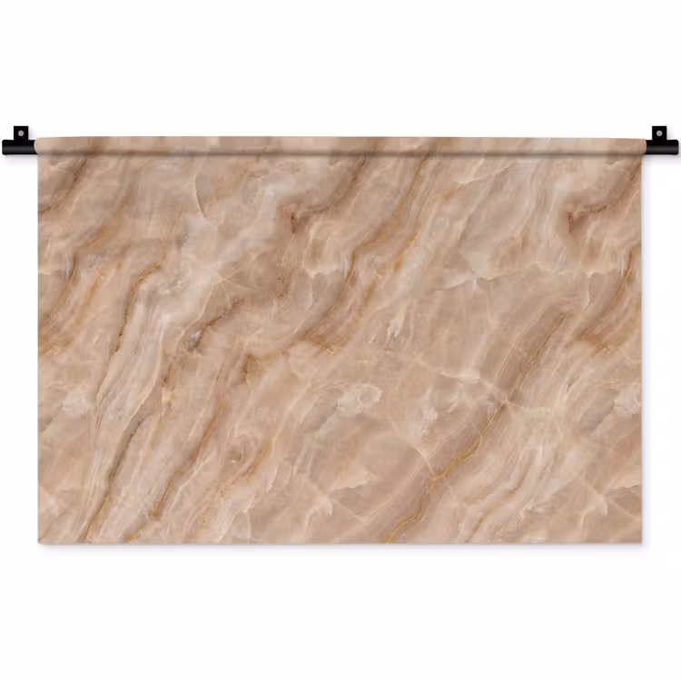 Steen - Ader - Natuur - Modern - Beige Wandkleed katoen klein -zz3d