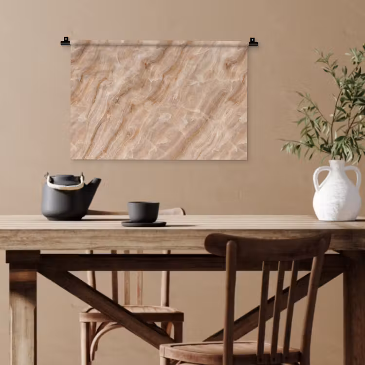 Steen - Ader - Natuur - Modern - Beige Wandkleed katoen klein -sfeer6