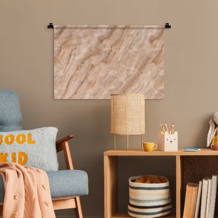 Steen - Ader - Natuur - Modern - Beige Wandkleed katoen klein -wsfeer4_kind