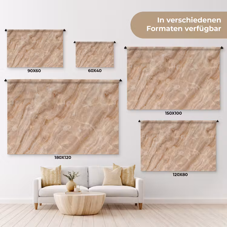 Steen - Ader - Natuur - Modern - Beige Wandkleed katoen klein -tsfeer8_DE