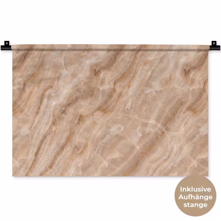 Steen - Ader - Natuur - Modern - Beige Wandkleed katoen klein -t3d_DE