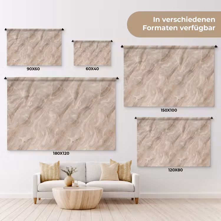 Steen - Golvend - Abstract - Beige Wandkleed katoen klein -tsfeer8_DE
