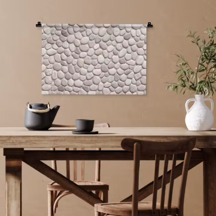 Steen - Kiezel - Natuur - Minimalistisch - Beige Wandkleed katoen klein -sfeer6