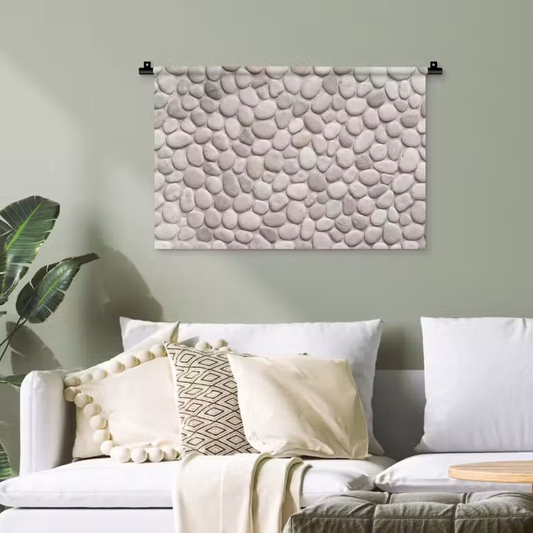 Steen - Kiezel - Natuur - Minimalistisch - Beige Wandkleed katoen klein -sfeer7