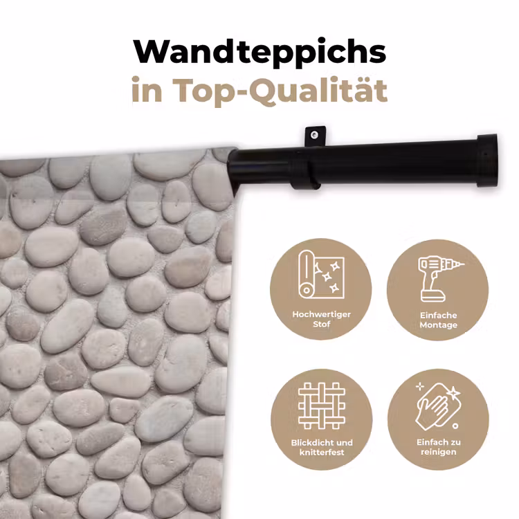 Steen - Kiezel - Natuur - Minimalistisch - Beige Wandkleed katoen klein -tsfeer2_DE