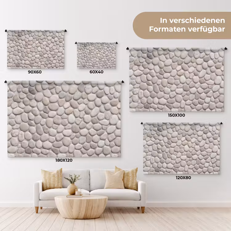 Steen - Kiezel - Natuur - Minimalistisch - Beige Wandkleed katoen klein -tsfeer8_DE