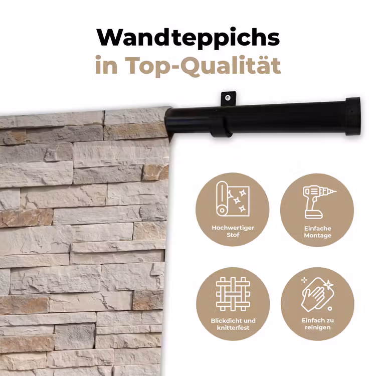 Steen - Muur - Textuur - Rustiek - Beige Wandkleed katoen klein -tsfeer2_DE