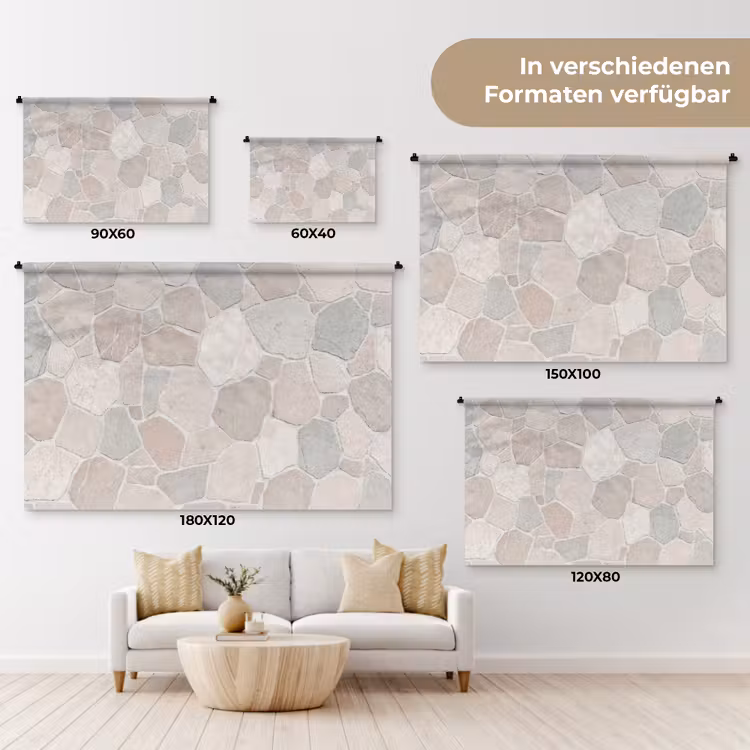 Steen - Patroon - Textuur - Beige Wandkleed katoen klein -tsfeer8_DE