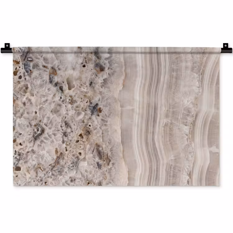 Steen - Textuur - Abstract - Beige - Wit Wandkleed katoen klein -zz3d