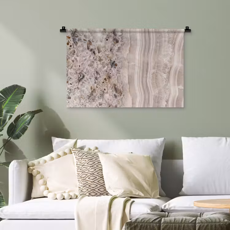 Steen - Textuur - Abstract - Beige - Wit Wandkleed katoen klein -sfeer7