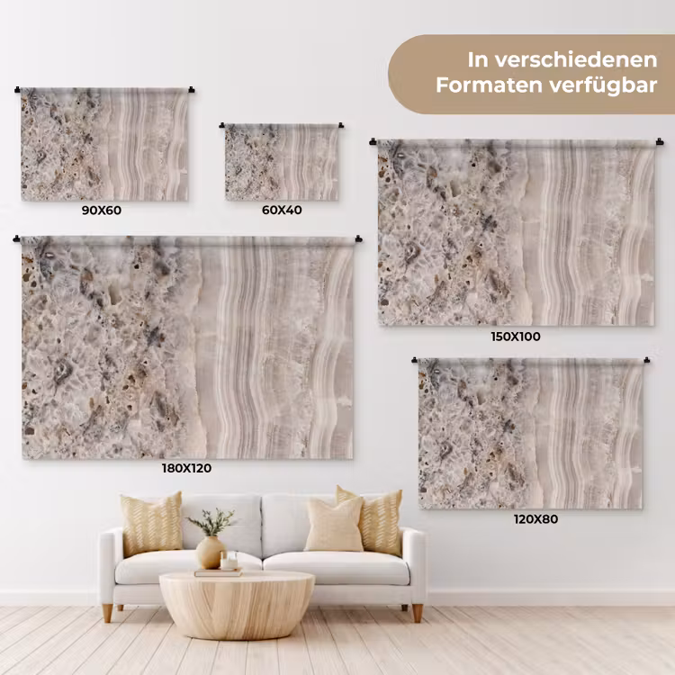 Steen - Textuur - Abstract - Beige - Wit Wandkleed katoen klein -tsfeer8_DE