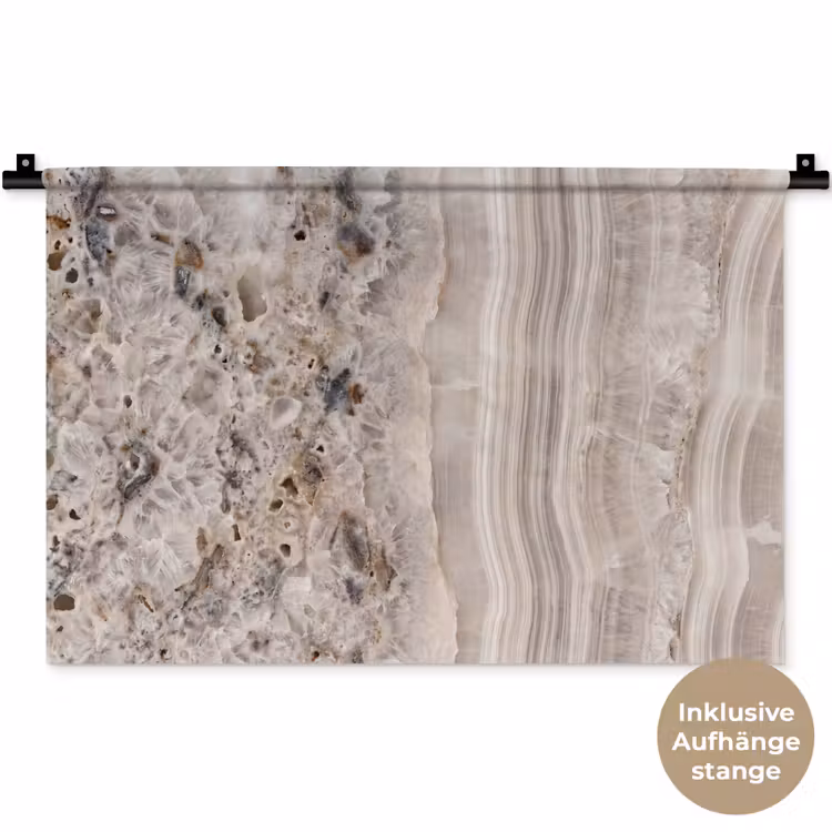 Steen - Textuur - Abstract - Beige - Wit Wandkleed katoen klein -t3d_DE