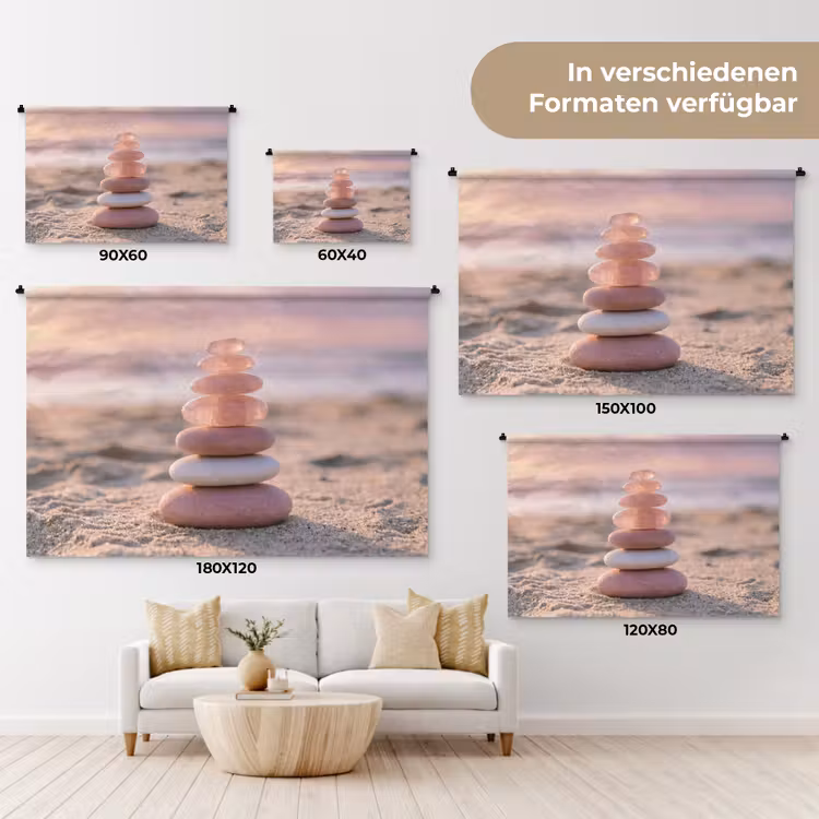 Stenen - Zand - Roze Wandkleed katoen klein -tsfeer8_DE