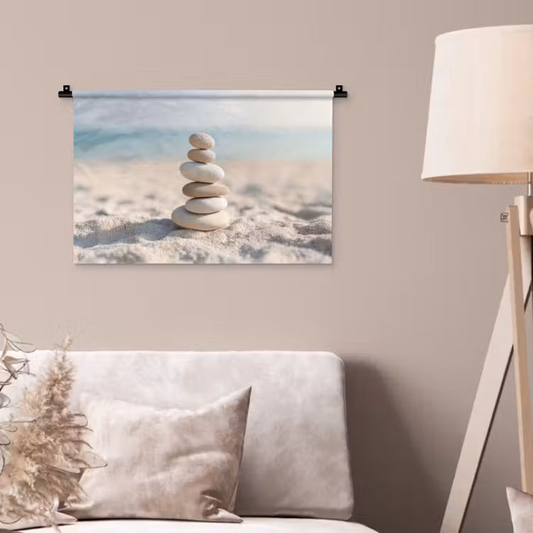 Stenen - Stapel - Zand - Zee Wandkleed katoen klein -sfeer4