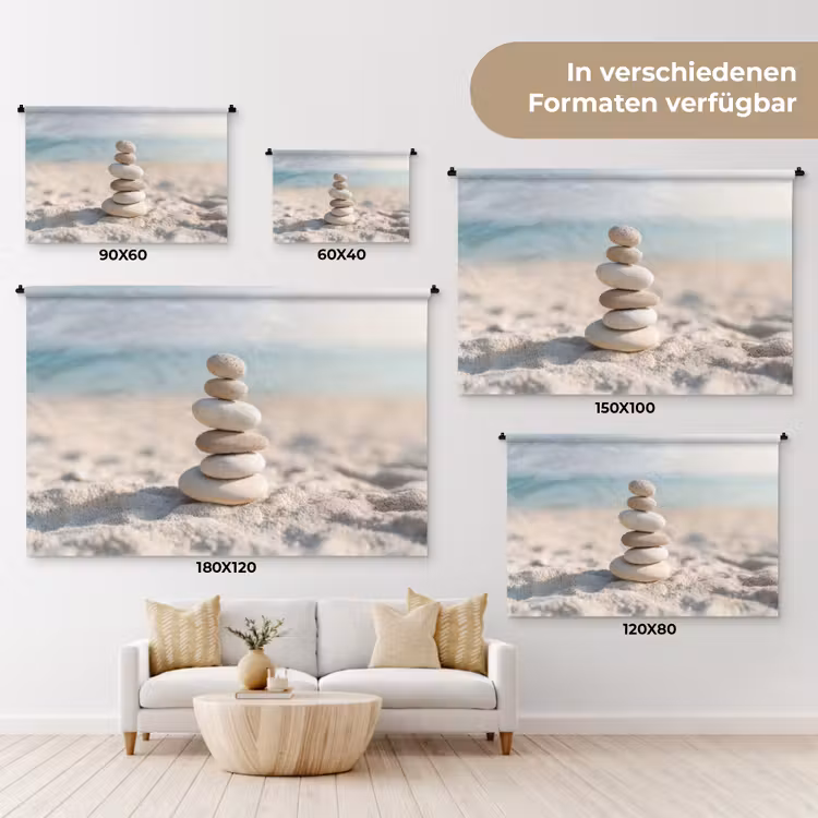 Stenen - Stapel - Zand - Zee Wandkleed katoen klein -tsfeer8_DE