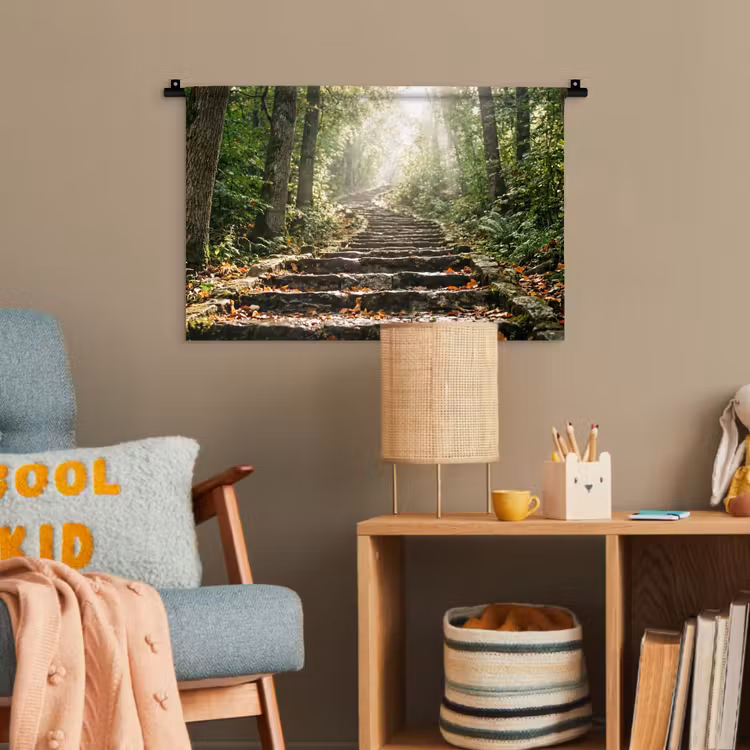 Stenen - Trap - Bos - Natuur Wandkleed katoen klein -wsfeer4_kind