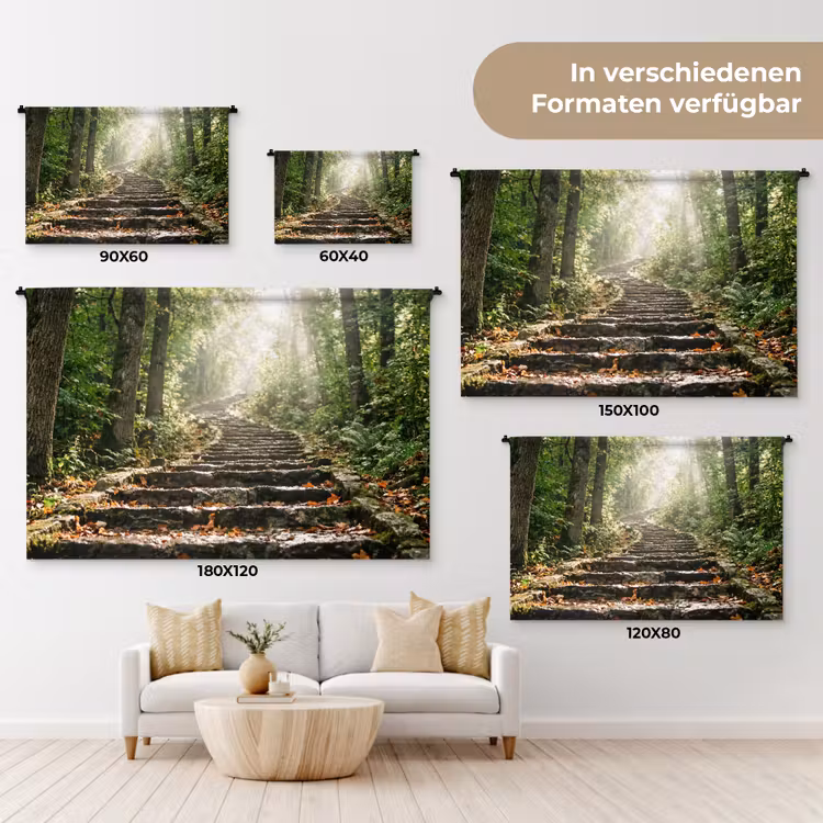 Stenen - Trap - Bos - Natuur Wandkleed katoen klein -tsfeer8_DE