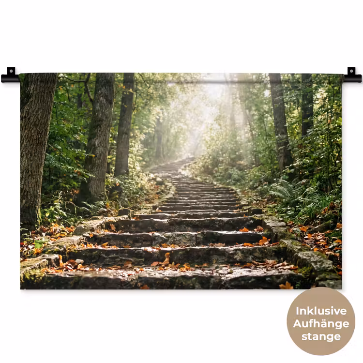 Stenen - Trap - Bos - Natuur Wandkleed katoen klein -t3d_DE