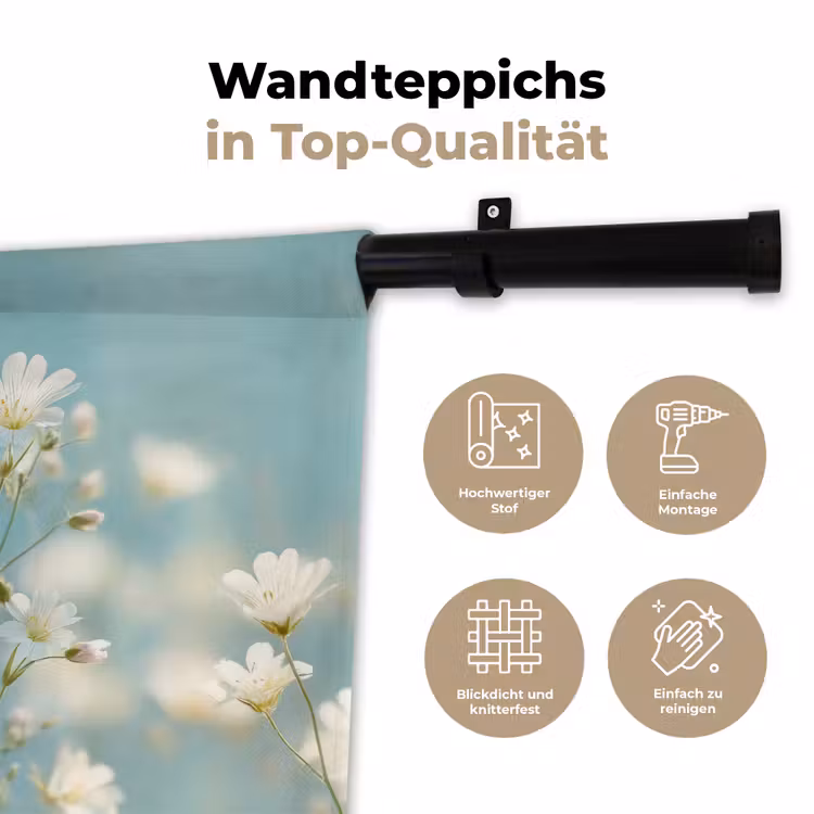Stengels - Bloemen - Lucht - Wit Wandkleed katoen klein -tsfeer2_DE
