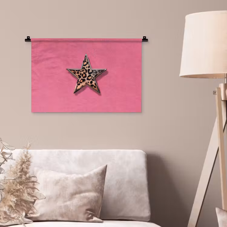 Ster - Luipaard - Print - Roze Wandkleed katoen klein -sfeer4
