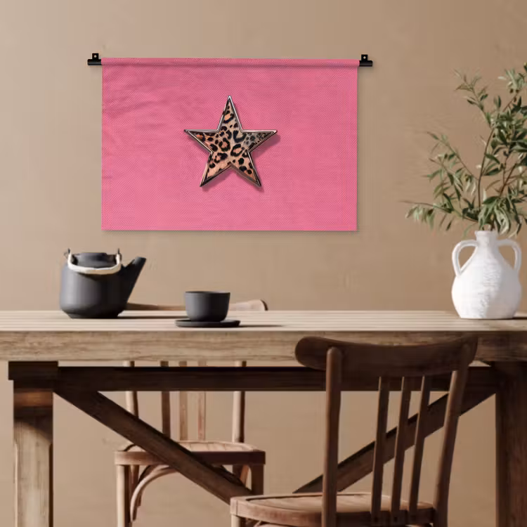 Ster - Luipaard - Print - Roze Wandkleed katoen klein -sfeer6