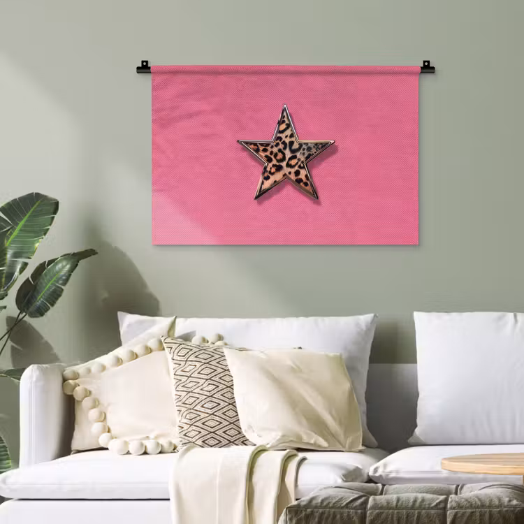 Ster - Luipaard - Print - Roze Wandkleed katoen klein -sfeer7