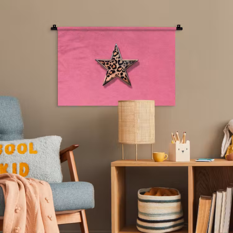 Ster - Luipaard - Print - Roze Wandkleed katoen klein -wsfeer4_kind