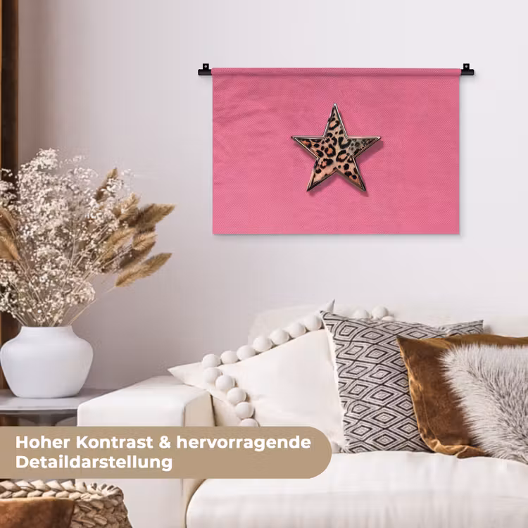 Ster - Luipaard - Print - Roze Wandkleed katoen klein -tsfeer1_DE