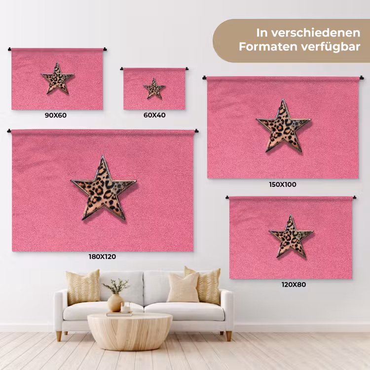 Ster - Luipaard - Print - Roze Wandkleed katoen klein -tsfeer8_DE