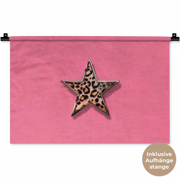 Ster - Luipaard - Print - Roze Wandkleed katoen klein -t3d_DE