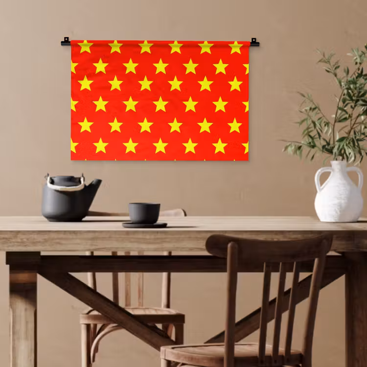 Ster - Patroon - Geel Wandkleed katoen klein 269 -sfeer6
