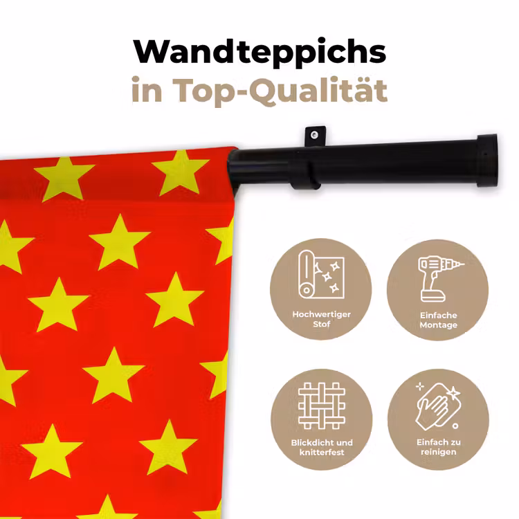 Ster - Patroon - Geel Wandkleed katoen klein 269 -tsfeer2_DE