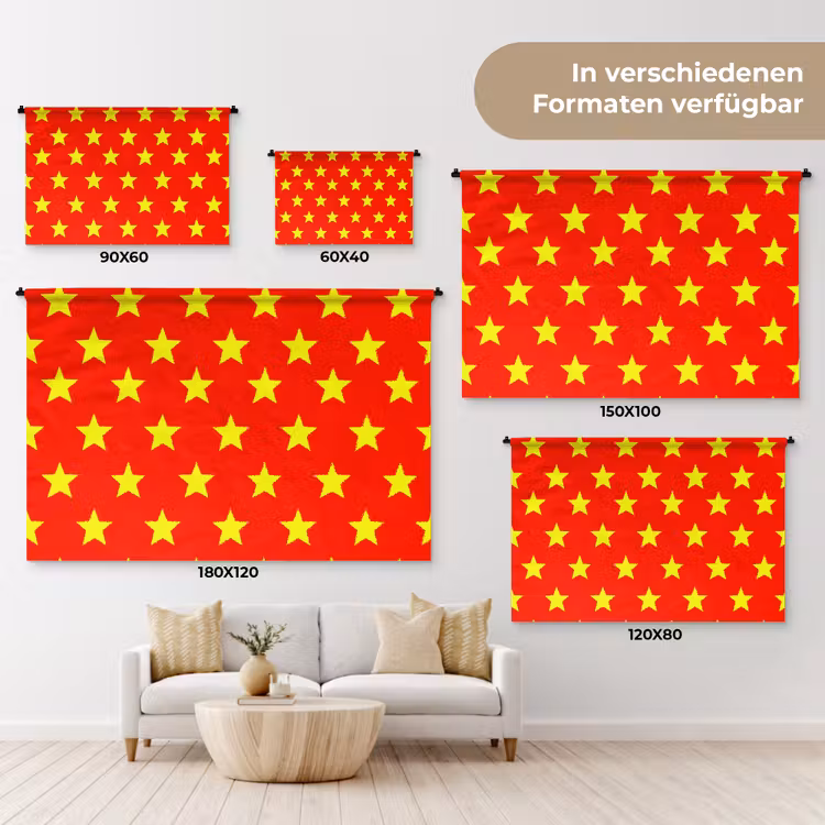 Ster - Patroon - Geel Wandkleed katoen klein 269 -tsfeer8_DE