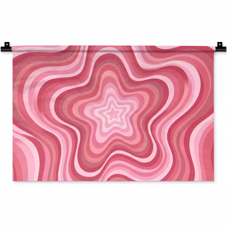 Ster - Golvend - Abstract - Roze Wandkleed katoen klein -zz3d