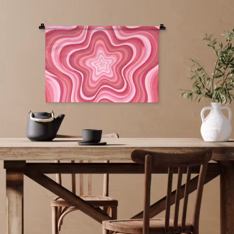 Ster - Golvend - Abstract - Roze Wandkleed katoen klein -sfeer6