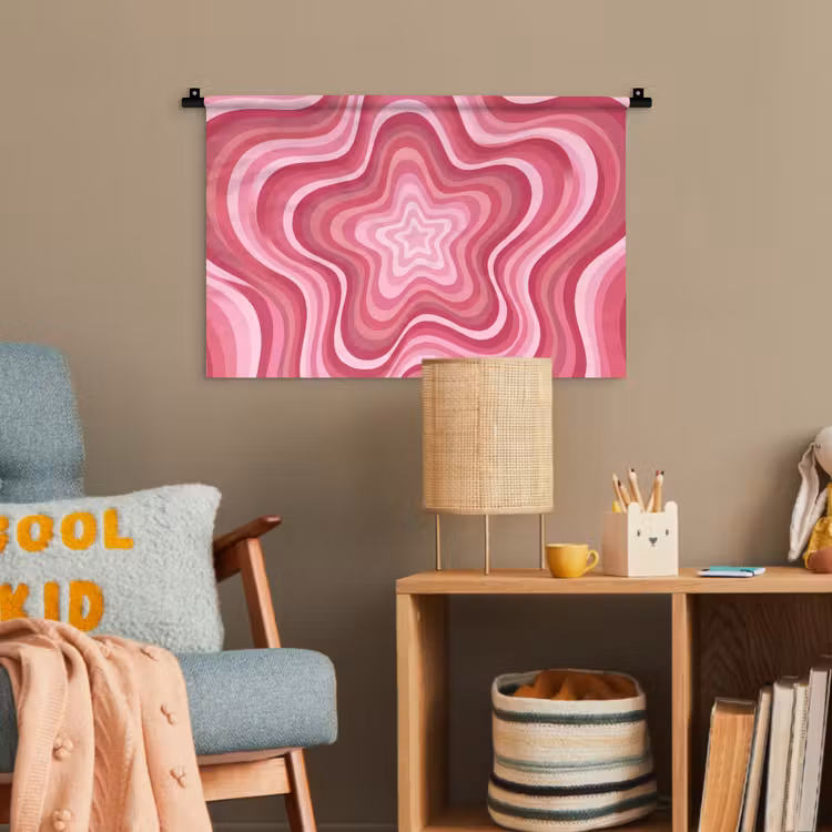 Ster - Golvend - Abstract - Roze Wandkleed katoen klein -wsfeer4_kind