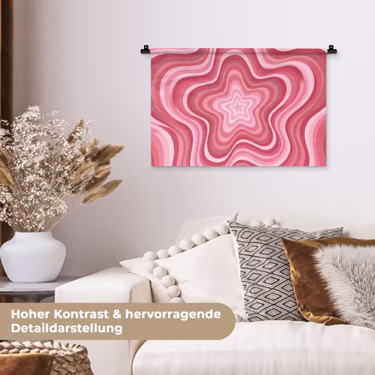 Ster - Golvend - Abstract - Roze Wandkleed katoen klein -tsfeer1_DE