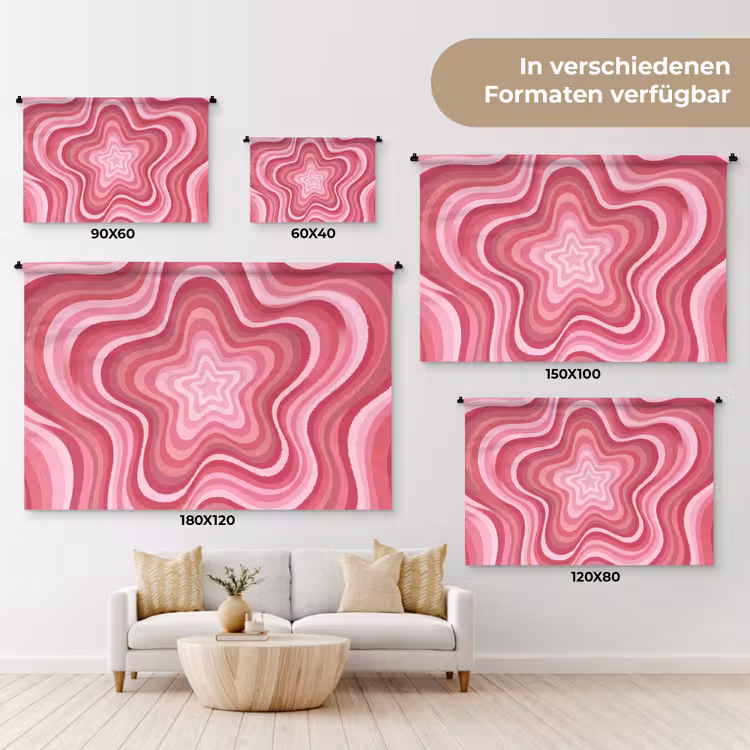 Ster - Golvend - Abstract - Roze Wandkleed katoen klein -tsfeer8_DE