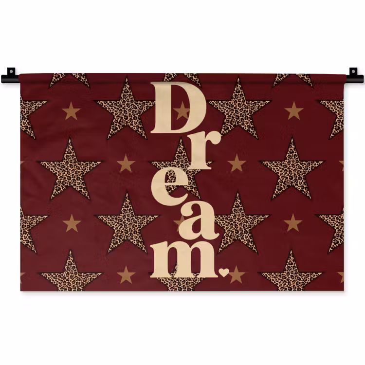 Sterren - Luipaardprint - Dream - Bordeaux Wandkleed katoen klein -zz3d