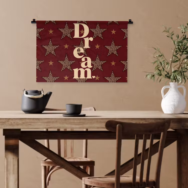 Sterren - Luipaardprint - Dream - Bordeaux Wandkleed katoen klein -sfeer6