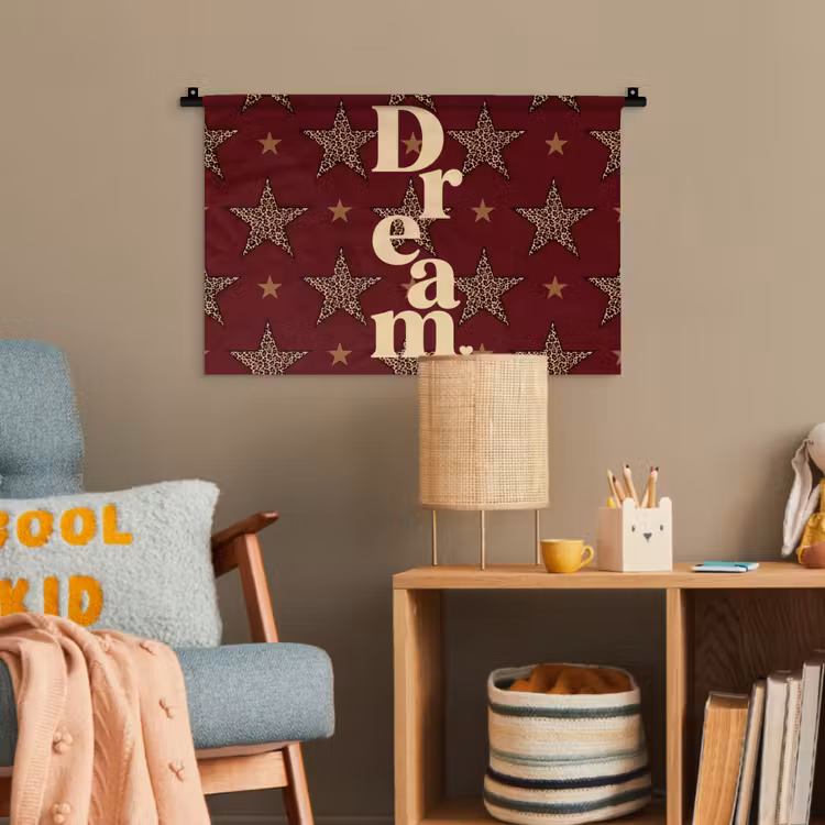 Sterren - Luipaardprint - Dream - Bordeaux Wandkleed katoen klein -wsfeer4_kind
