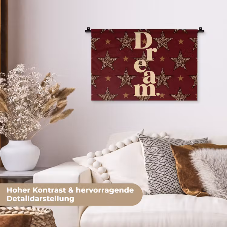 Sterren - Luipaardprint - Dream - Bordeaux Wandkleed katoen klein -tsfeer1_DE