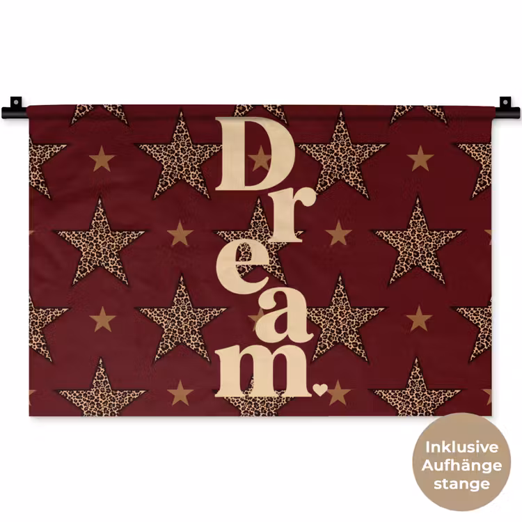 Sterren - Luipaardprint - Dream - Bordeaux Wandkleed katoen klein -t3d_DE