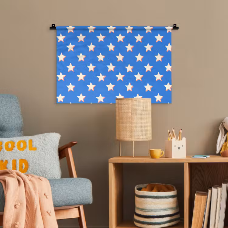 Sterren - Patroon - Blauw Wandkleed katoen klein 269 -wsfeer4_kind