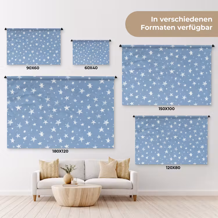 Sterretjes - Patroon - Blauw Wandkleed katoen klein 269 -tsfeer8_DE
