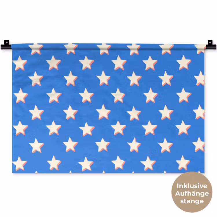 Sterren - Patroon - Blauw Wandkleed katoen klein 269 -t3d_DE